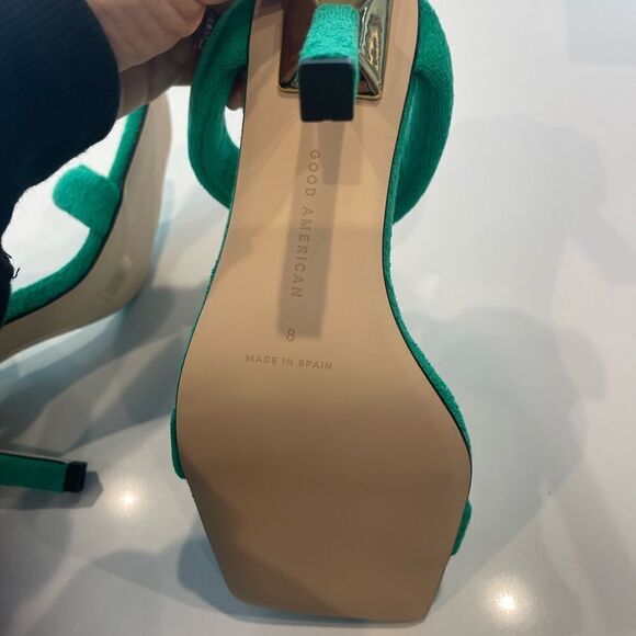Good American Green Terry Slip On High Heel Sandals NEW - Picture 12 of 12